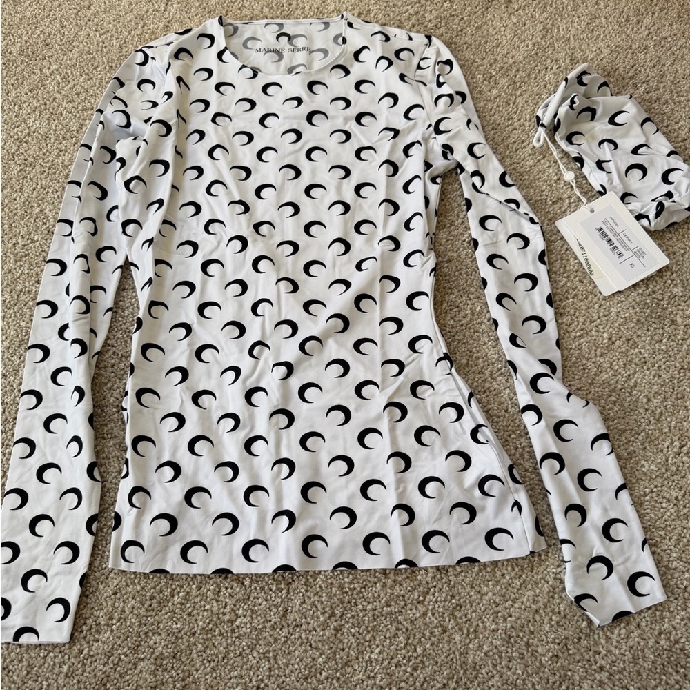 Marine Serre Moon Printed Jersey Second Skin Crewneck top - NWT XS
